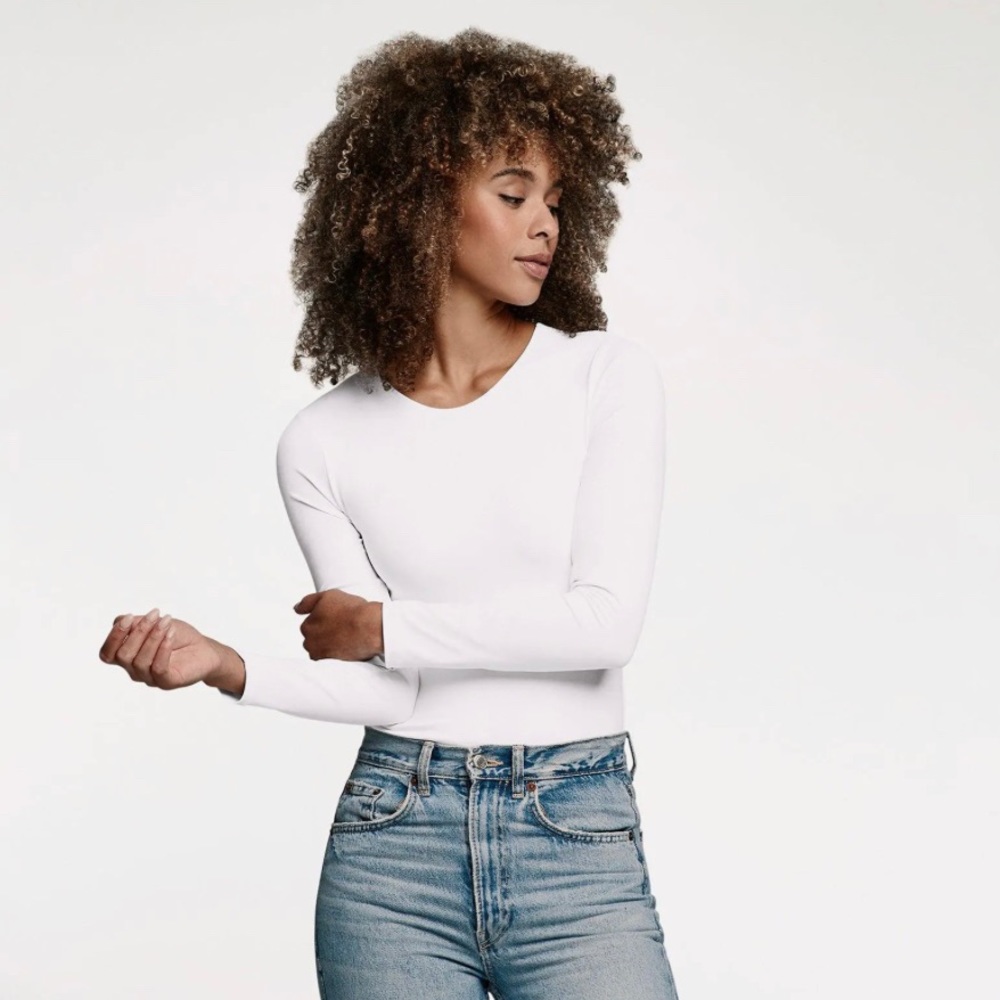 Nuuds Crewneck Bodysuit in White Medium